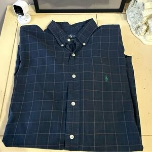 Ralph Lauren Men’s Size XL Blake Cut Navy Plaid Shirt